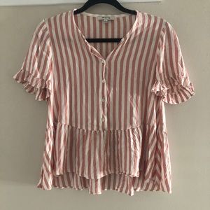 EUC Madewell striped button up peplum short sz S